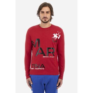 Tričko La Martina Man T-Shirt L/S Peached Cotton Červená M