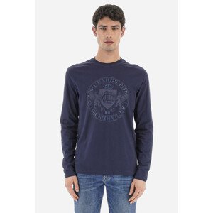 Tričko La Martina Man T-Shirt L/S Peached Cotton Modrá Xxxl