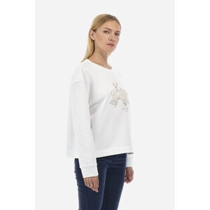 Mikina La Martina Woman Fleece Crew Neck Diagona Biela 1