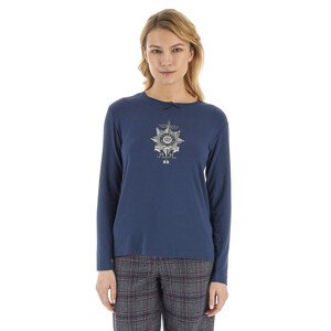 Tričko La Martina Woman T-Shirt L/S Viscose Jers Modrá 1