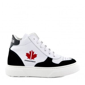 Tenisky Dsquared  Sport Edtn.08 Maple Leaf Print Hi-Top  Boxer Sneakers Lace Up Biela 32