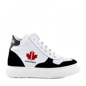 Tenisky Dsquared  Sport Edtn.08 Maple Leaf Print Hi-Top  Boxer Sneakers Lace Up Biela 34