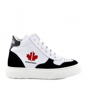 Tenisky Dsquared  Sport Edtn.08 Maple Leaf Print Hi-Top  Boxer Sneakers Lace Up Biela 35