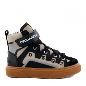 Tenisky Dsquared  Boxer Hi-Top Sneakers Materials Blend Lace Up Čierna 35