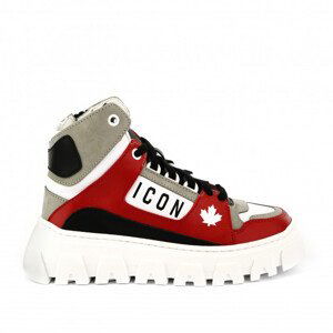 Tenisky Dsquared  Icon Logo Print Hi-Top Basket Sneakers Lace Up Červená 32