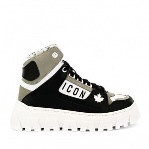 Tenisky Dsquared  Icon Logo Print Hi-Top Basket Sneakers Lace Up Čierna 33