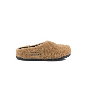 Papuče Marni Faux Shearling Fussbett Sabot Hnedá 32