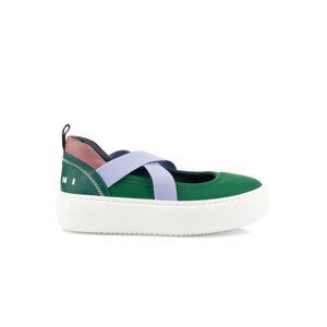 Balerínky Marni Tech & Leather Ballerina Sneakers Zelená 32