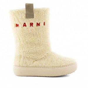 Členková Obuv Marni Logo Embroidered Faux Shearling Boots Biela 32