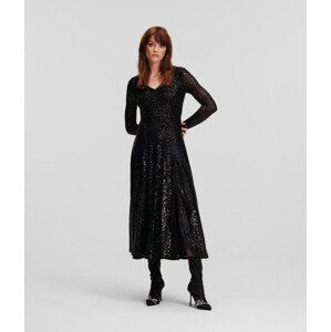 Šaty Karl Lagerfeld Sequin Maxi Evening Dress Čierna 38