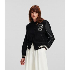 Bunda Karl Lagerfeld Wool & Leather Varsity Bomber Čierna 40