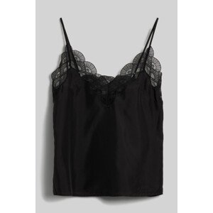 Blúzka Karl Lagerfeld Fan Lace Silk Camisole Čierna 38