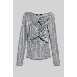 Top Karl Lagerfeld Shiny Twist Lslv Evening Top Šedá M