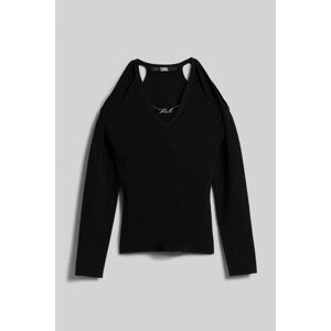 Sveter Karl Lagerfeld Cut Out Knit Sweater Čierna S