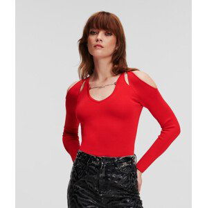 Sveter Karl Lagerfeld Cut Out Knit Sweater Červená S