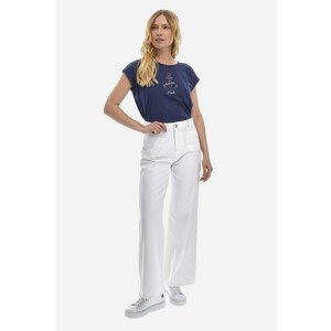 Džínsy La Martina Woman Trousers Wide Leg Cotton Biela 28