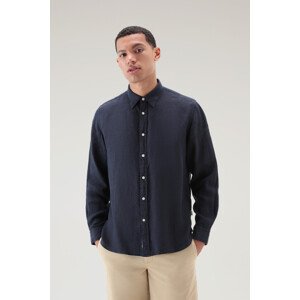 Košeľa Woolrich Linen Shirt Modrá Xxl