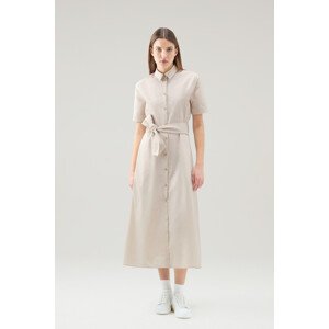 Šaty Woolrich Belted Poplin Shirt Dress Hnedá M