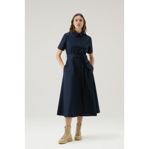 Šaty Woolrich Belted Poplin Shirt Dress Modrá M