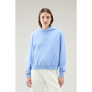 Mikina Woolrich Cotton Fleece Logo Hoodie Modrá M