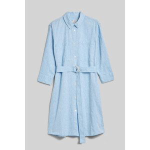 Šaty Woolrich Cotton Linen Dress Modrá Xs