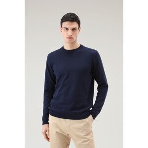 Sveter Woolrich Logo Crewneck Modrá S