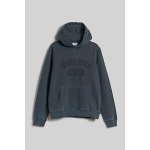 Mikina Woolrich Garment Dyed Logo Hoodie Modrá M