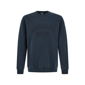 Mikina Woolrich Garment Dyed Logo Crewneck Modrá L