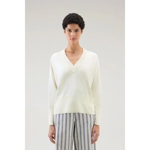 Sveter Woolrich Cotton Cashmere V-Neck Biela M