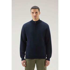 Sveter Woolrich Bicolor Half-Zip Sweater Modrá M