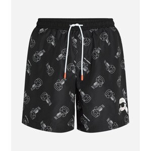 Plavky Karl Lagerfeld Ikonik 2.0 Aop Med Boardshorts Ikonik Outline Aop Black