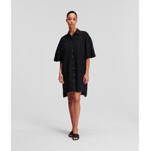 Šaty Karl Lagerfeld Sslv Embroidery Shirt Dress Čierna 42