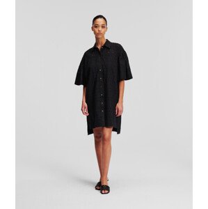 Šaty Karl Lagerfeld Sslv Embroidery Shirt Dress Čierna 44