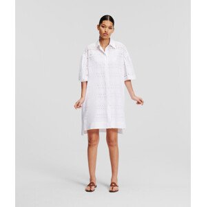 Šaty Karl Lagerfeld Sslv Embroidery Shirt Dress Biela 38