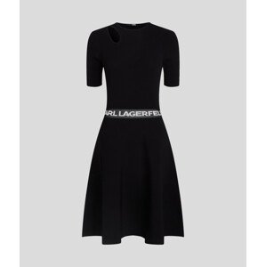 Šaty Karl Lagerfeld Sslv Logo Knit Dress Čierna S