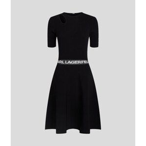 Šaty Karl Lagerfeld Sslv Logo Knit Dress Čierna Xxl