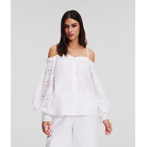 Blúzka Karl Lagerfeld Off Shoulder Embroidery Top Biela 40