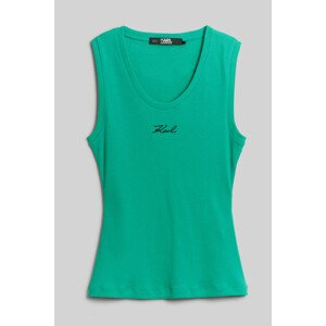 Top Karl Lagerfeld Logo Rib Tank Top Zelená L