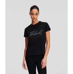 Tričko Karl Lagerfeld Rhinestone Logo T-Shirt Čierna M