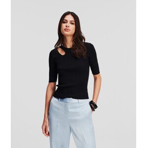 Sveter Karl Lagerfeld Cut Out Knit Top Čierna Xl