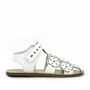 Sandále Marni Contrasting Printed Logo Laserated Leather Fisherman Sandals Biela 32