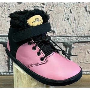 Pegres Barefoot BF40 Detské zimné členkové topánky ružové 34