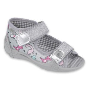 BEFADO 242P105 dívčí sandálky stříbrné dino 19 242P105_19