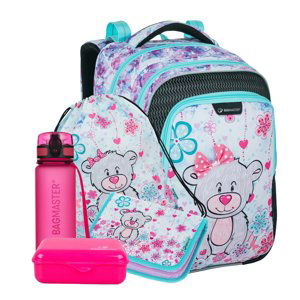 Bagmaster LUMI 21 C Veľký SET Školský batoh Gray / Blue / Pink 18 L 21019