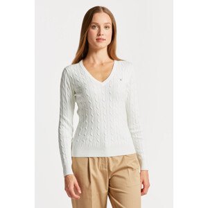 SVETER GANT STRETCH COTTON CABLE V-NECK biela M