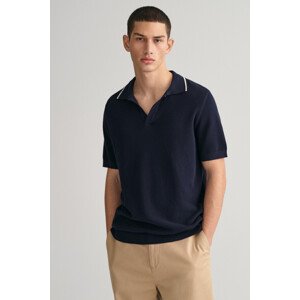 SVETER GANT COTTON TEXTURE OPEN POLO modrá XXL