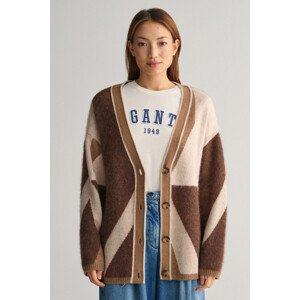 KARDIGÁN GANT LETTERSPRINT INTARSIA CARDIGAN hnedá XL