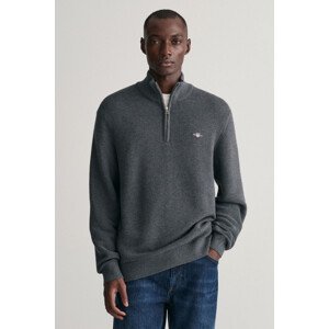 SVETER GANT TEXTURED COTTON H-ZIP šedá XS