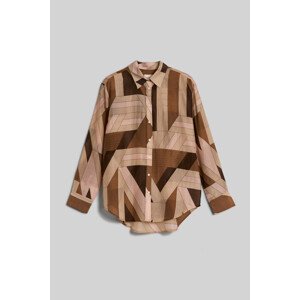 BLÚZKA GANT REL LETTERS PRINT COT SILK SHIRT ROASTED WALNUT