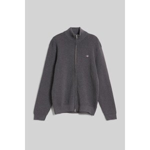 KARDIGÁN GANT TEXTURED COTTON FULL ZIP CARDIGAN šedá S